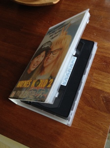 Old VHS tape in plastic box